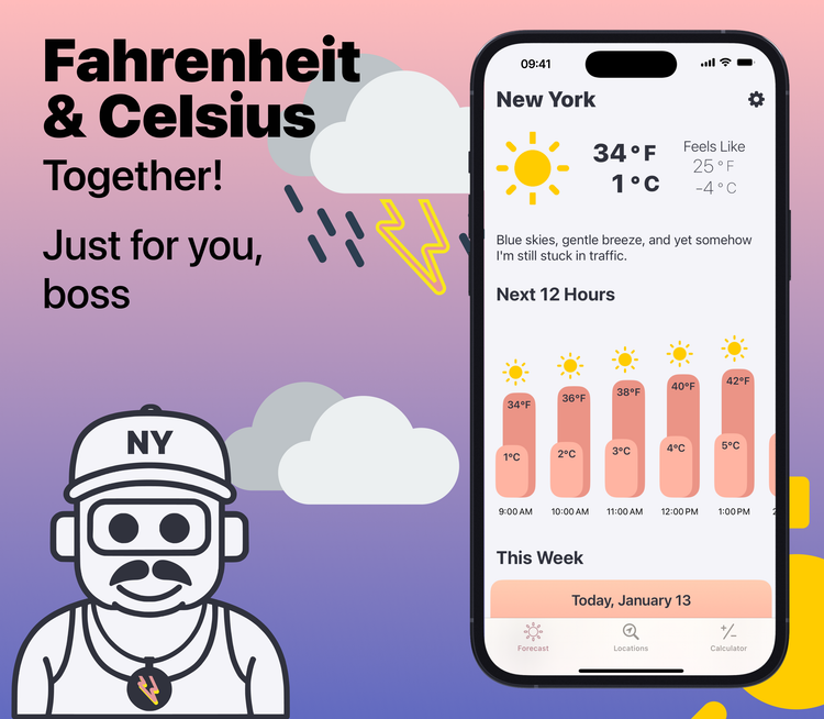 WeatherGO: The Weather App That Shows Fahrenheit and Celsius at the Same Time